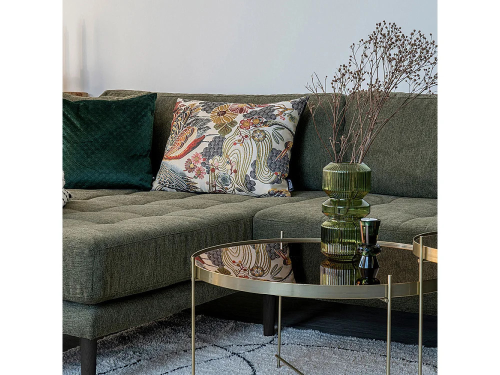 Lido bank bank met chaise longue links gericht 4 kussens groen.