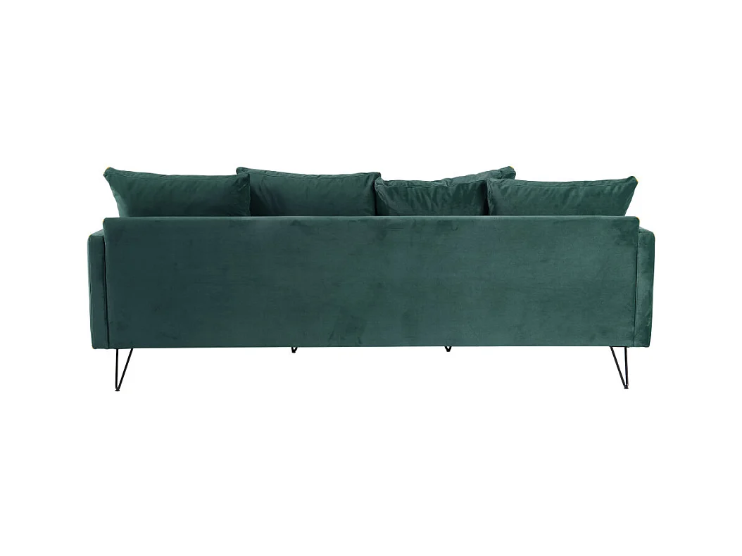 Villabon - Canapé 4 places en velours pieds épingles noirs - vert eucalyptus