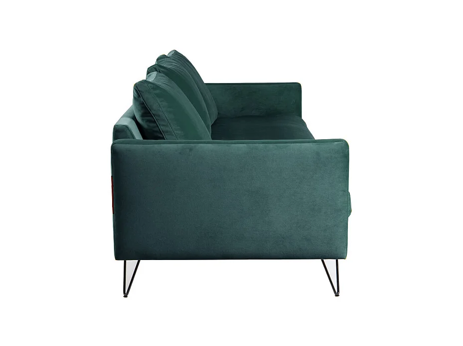 Villabon - Canapé 4 places en velours pieds épingles noirs - vert eucalyptus