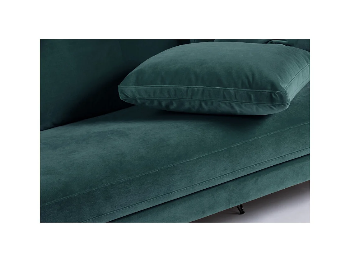 Villabon - Canapé 4 places en velours pieds épingles noirs - vert eucalyptus