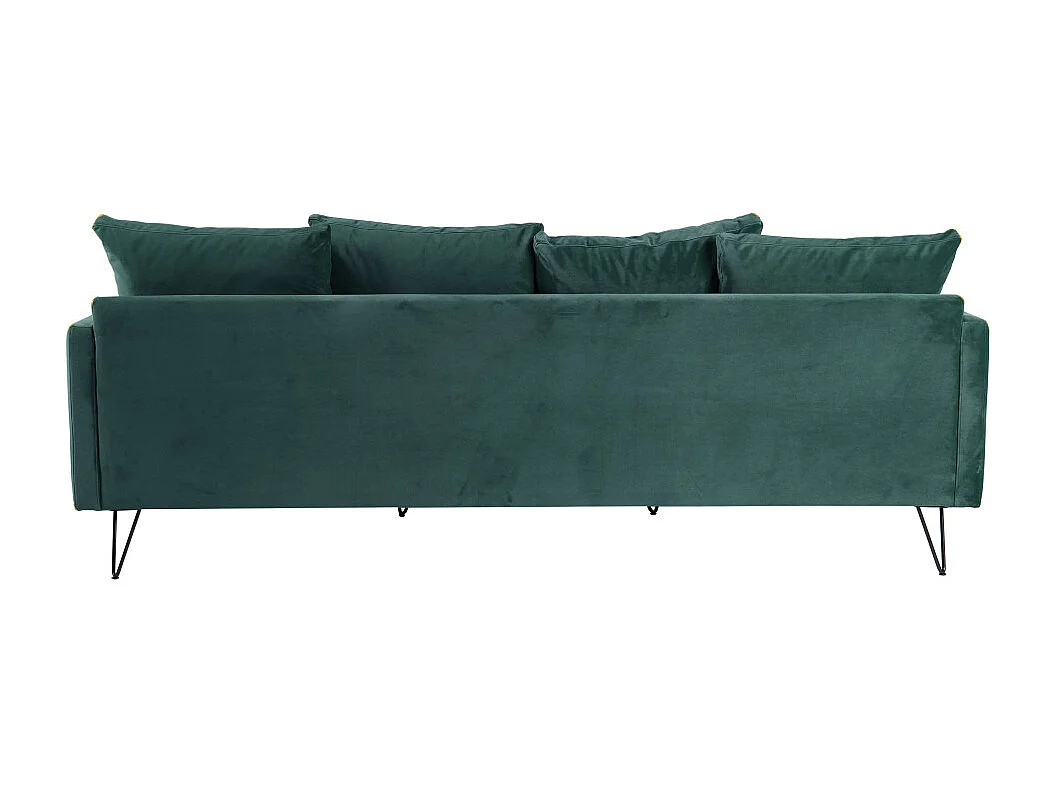 Villabon - Canapé 4 places en velours pieds épingles noirs - vert eucalyptus
