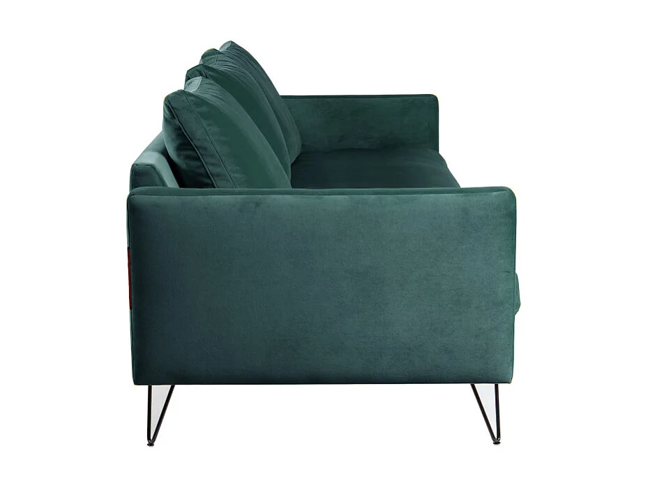 Villabon - Canapé 4 places en velours pieds épingles noirs - vert eucalyptus