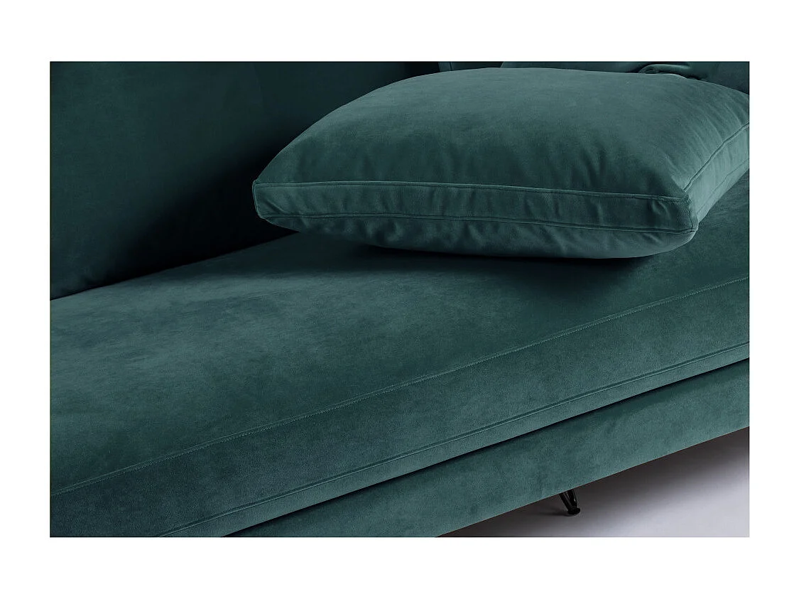 Villabon - Canapé 4 places en velours pieds épingles noirs - vert eucalyptus
