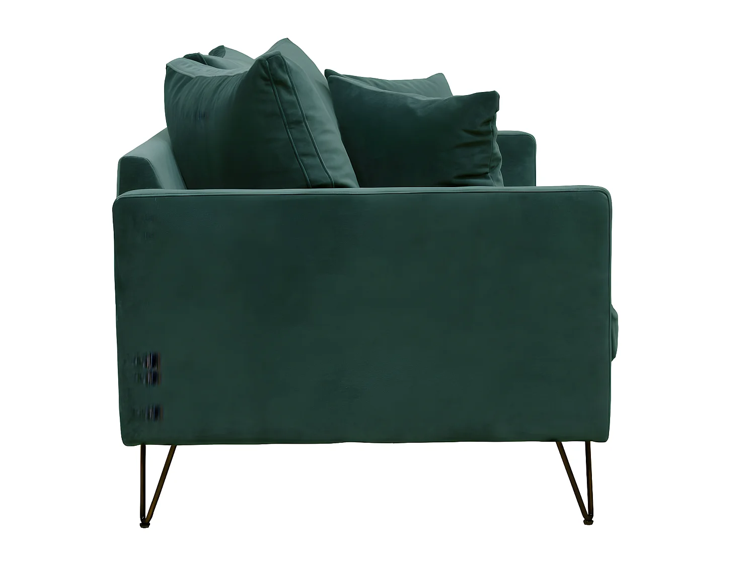 Villabon - Canapé 3 places en velours pieds épingles noirs - vert eucalyptus
