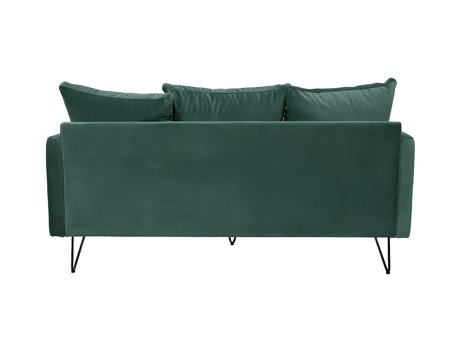 Villabon - Canapé 3 places en velours pieds épingles noirs - vert eucalyptus