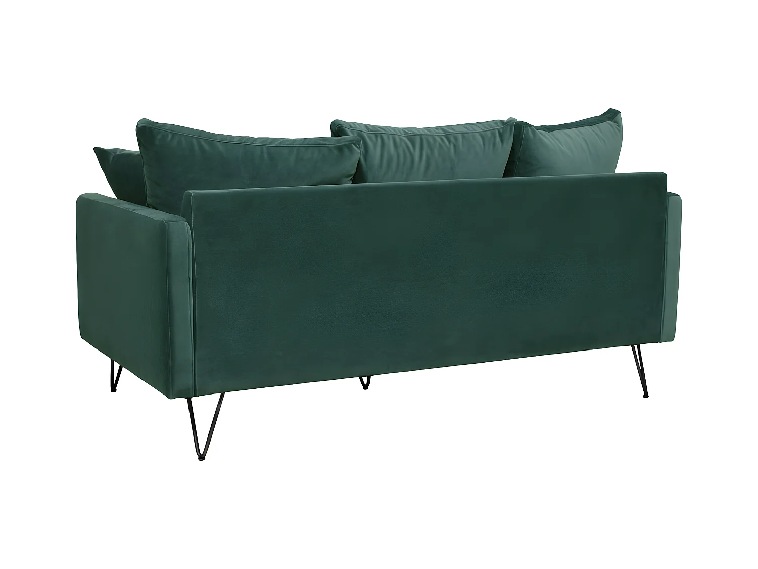 Villabon - Canapé 3 places en velours pieds épingles noirs - vert eucalyptus