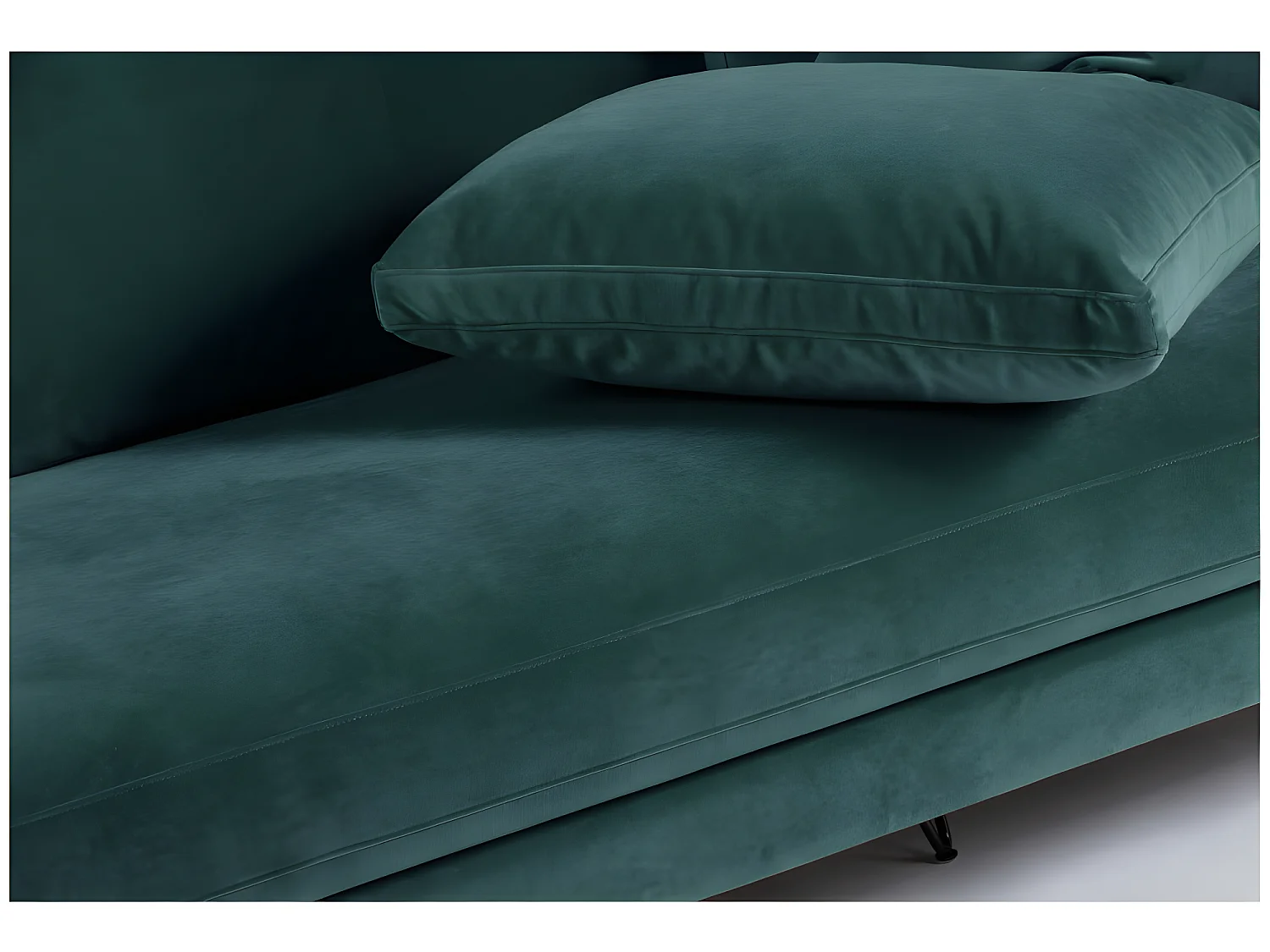 Villabon - Canapé 3 places en velours pieds épingles noirs - vert eucalyptus