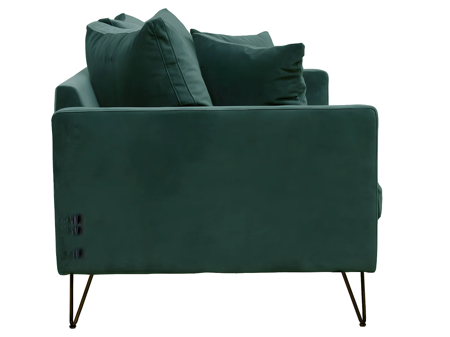 Villabon - Canapé 3 places en velours pieds épingles noirs - vert eucalyptus