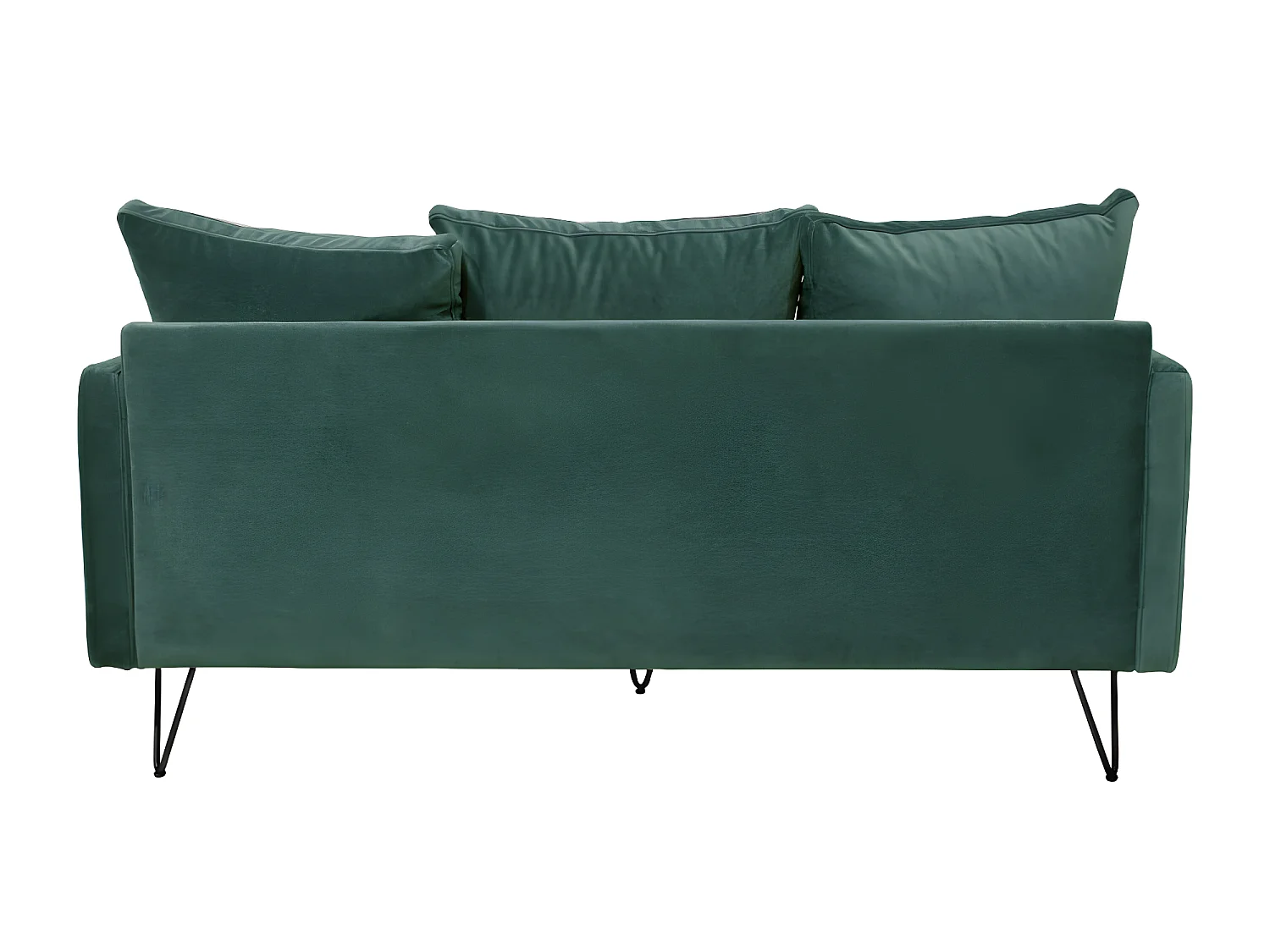 Villabon - Canapé 3 places en velours pieds épingles noirs - vert eucalyptus