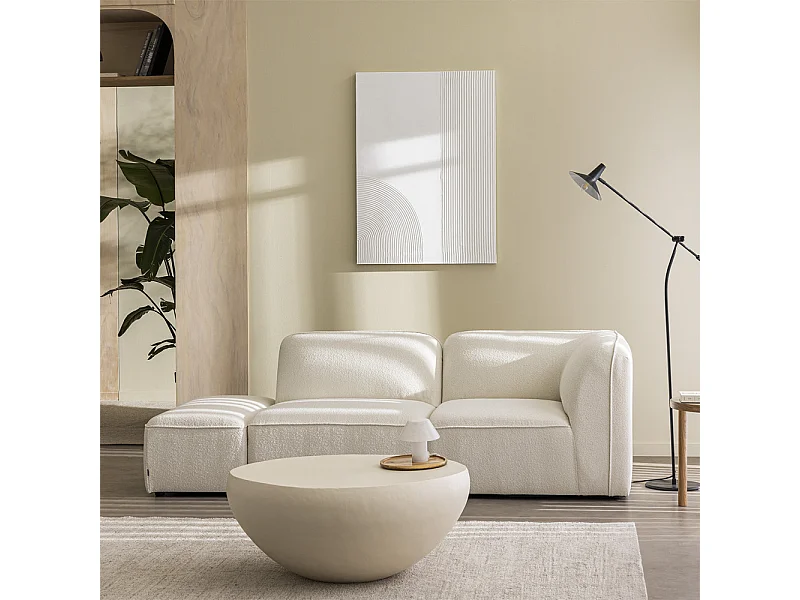 Noor - Pouf pour canapé modulable en tissu bouclette - Écru