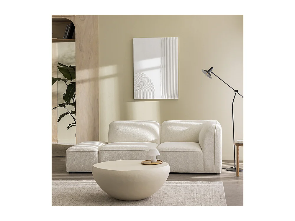 Noor - Pouf pour canapé modulable en tissu bouclette - Écru