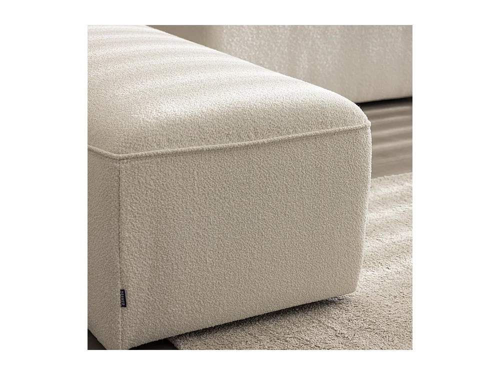 Noor - Pouf pour canapé modulable en tissu bouclette - Écru