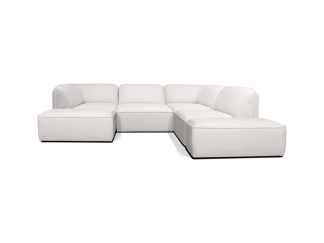 Noor - Pouf pour canapé modulable en tissu bouclette - Écru