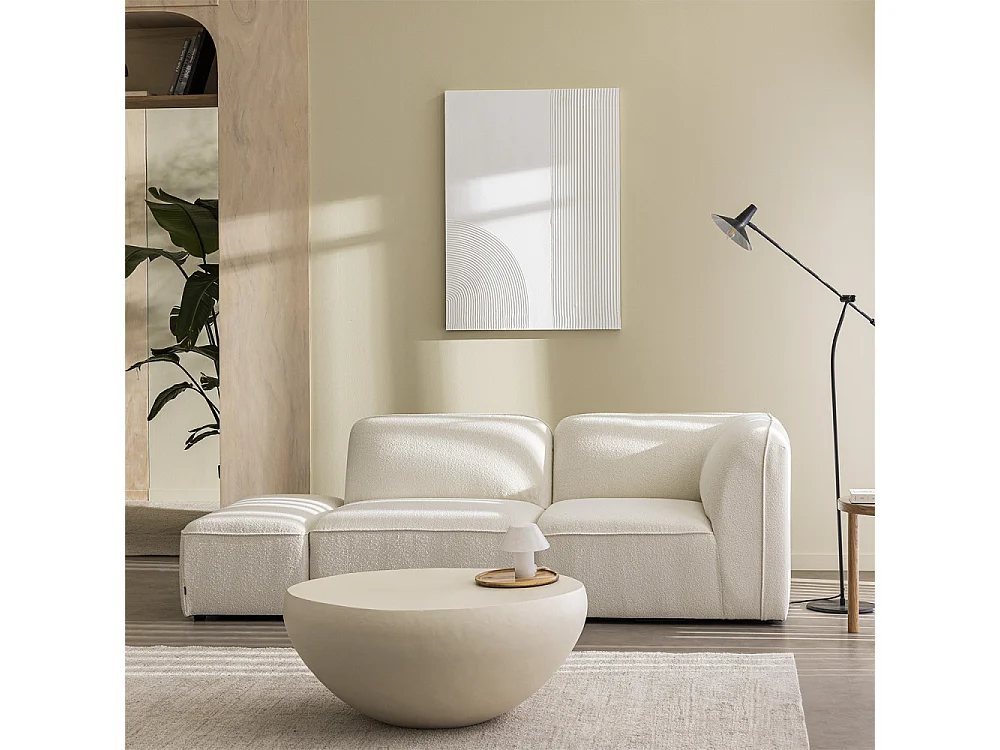 Noor - Pouf pour canapé modulable en tissu bouclette - Écru