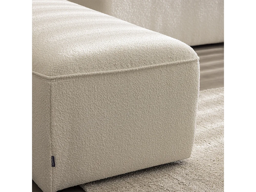 Noor - Pouf pour canapé modulable en tissu bouclette - Écru