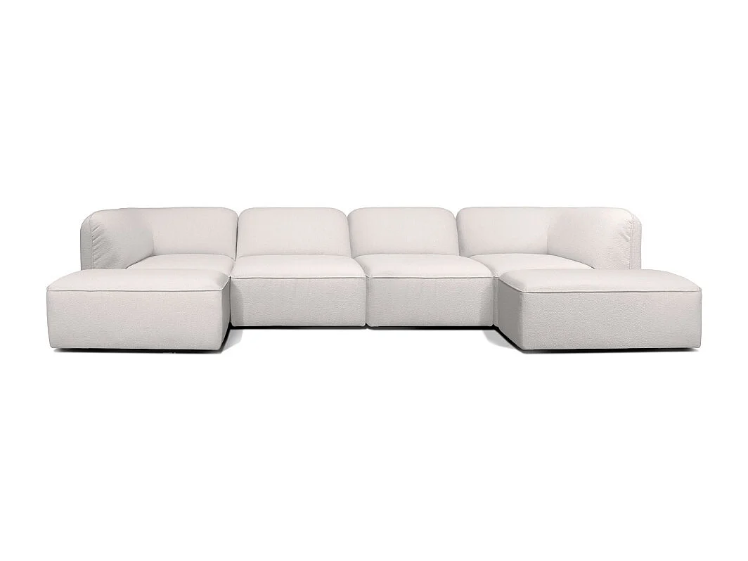 Noor - Pouf pour canapé modulable en tissu bouclette - Écru