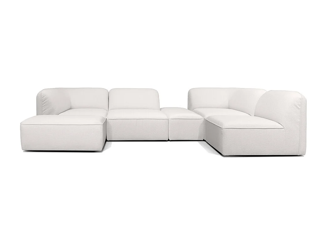 Noor - Pouf pour canapé modulable en tissu bouclette - Écru