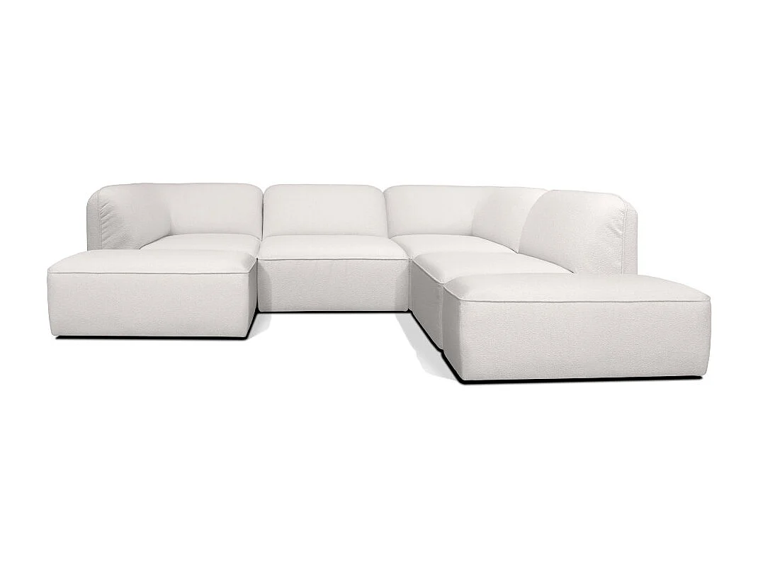 Noor - Pouf pour canapé modulable en tissu bouclette - Écru