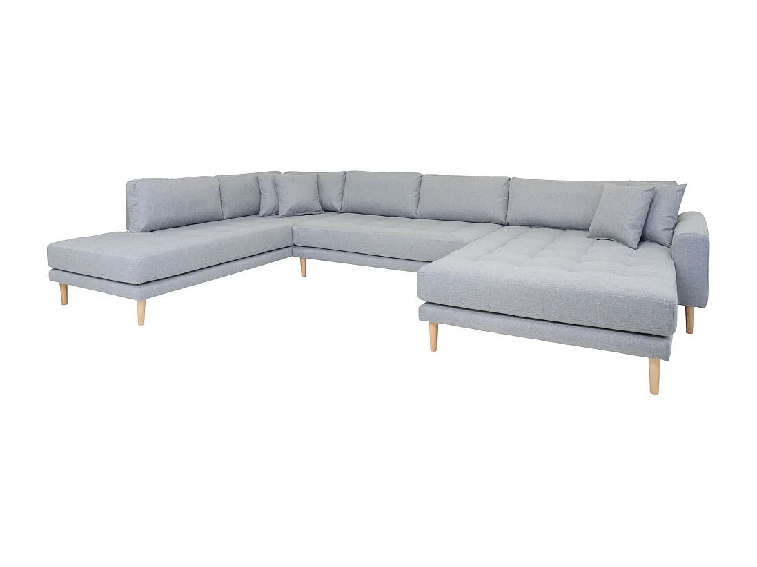 Lido - Canapé en U en tissu - Couleur - Gris clair