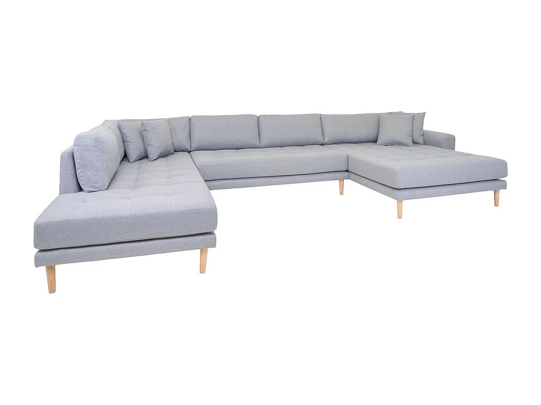 Lido - Canapé en U en tissu - Couleur - Gris clair