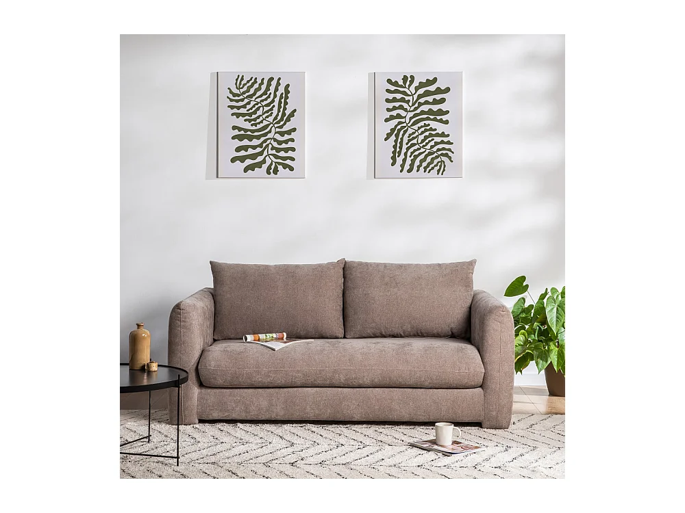 Wiame - Canapé droit 2,5 places en tissu style contemporain - Taupe