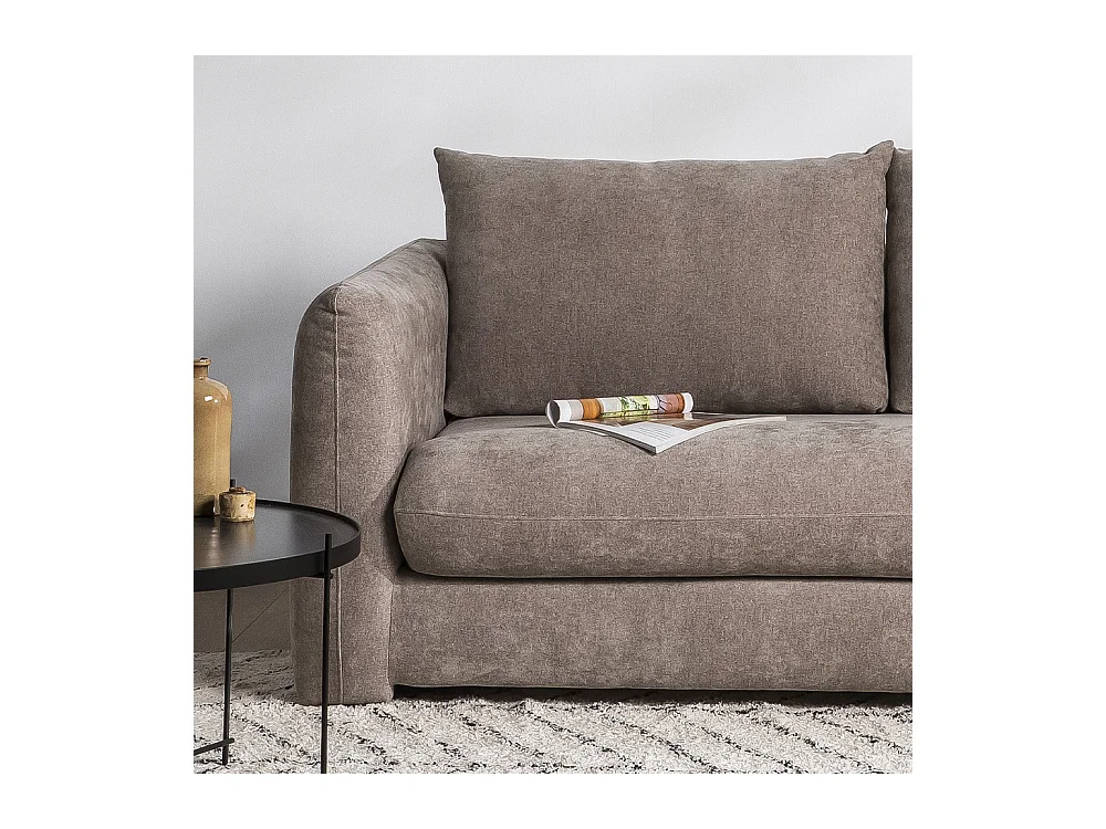 Wiame - Canapé droit 2,5 places en tissu style contemporain - Taupe