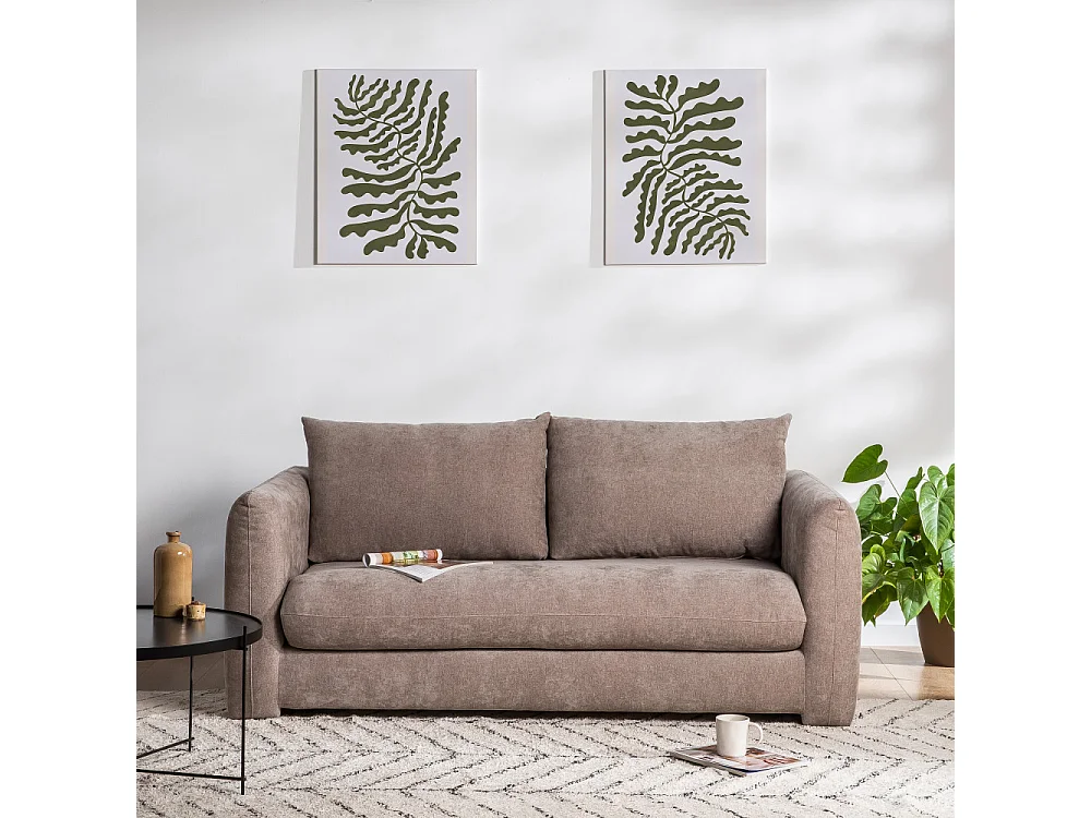 Wiame - Canapé droit 2,5 places en tissu style contemporain - Taupe