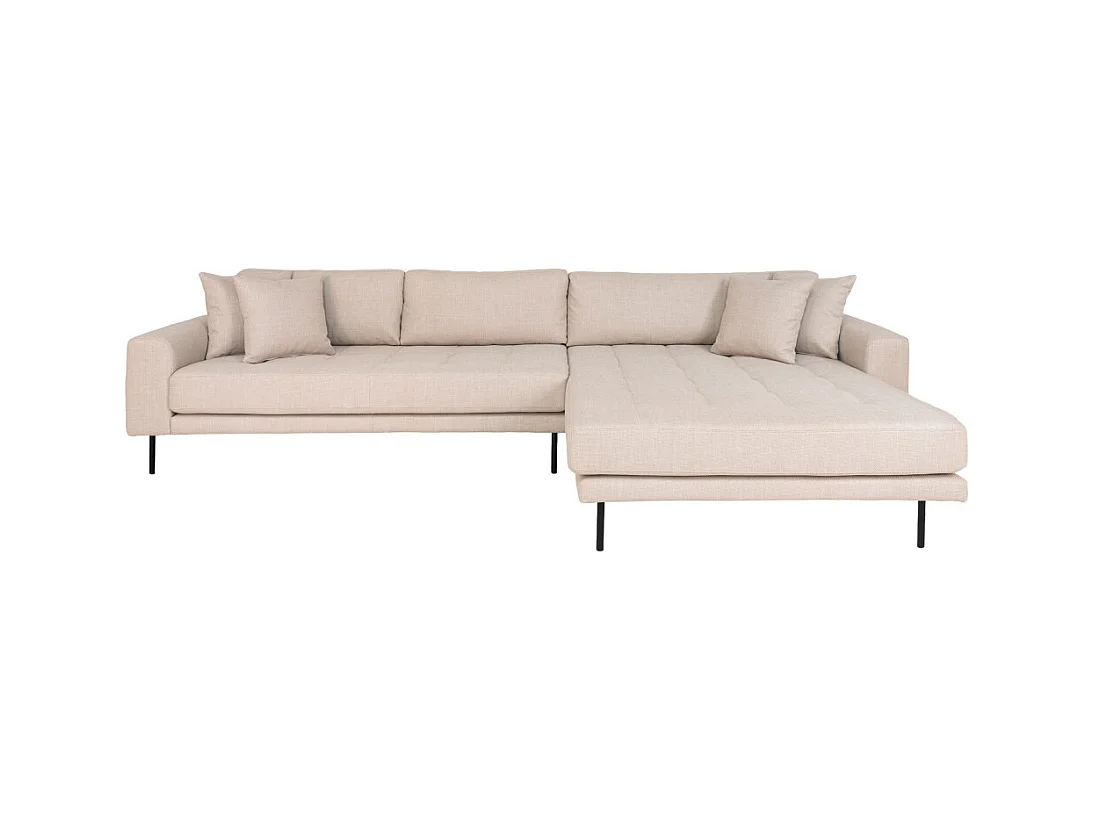 Lido - Canapé d'angle droit en tissu pieds métal L290cm - Couleur - Beige