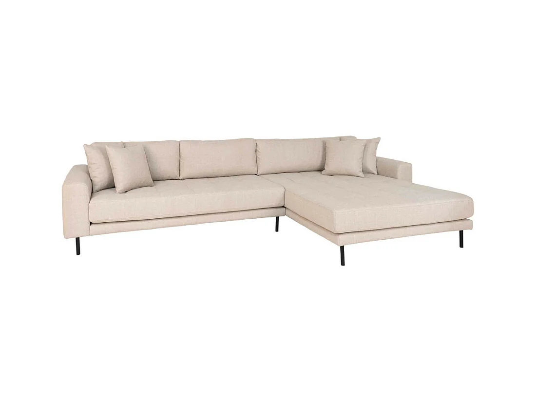 Lido - Canapé d'angle droit en tissu pieds métal L290cm - Couleur - Beige