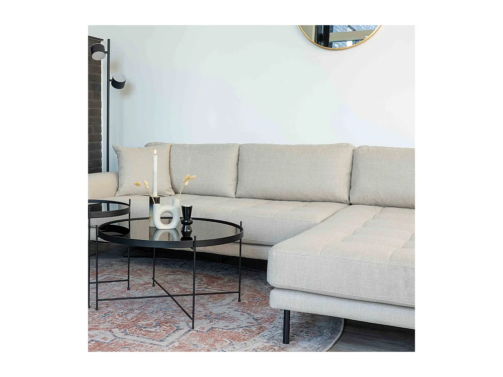 Lido - Canapé d'angle droit en tissu pieds métal L290cm - Couleur - Beige
