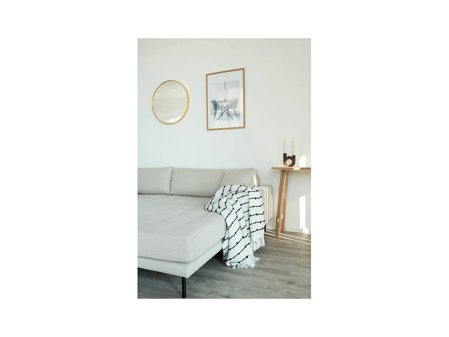 Lido - Canapé d'angle droit en tissu pieds métal L290cm - Couleur - Beige