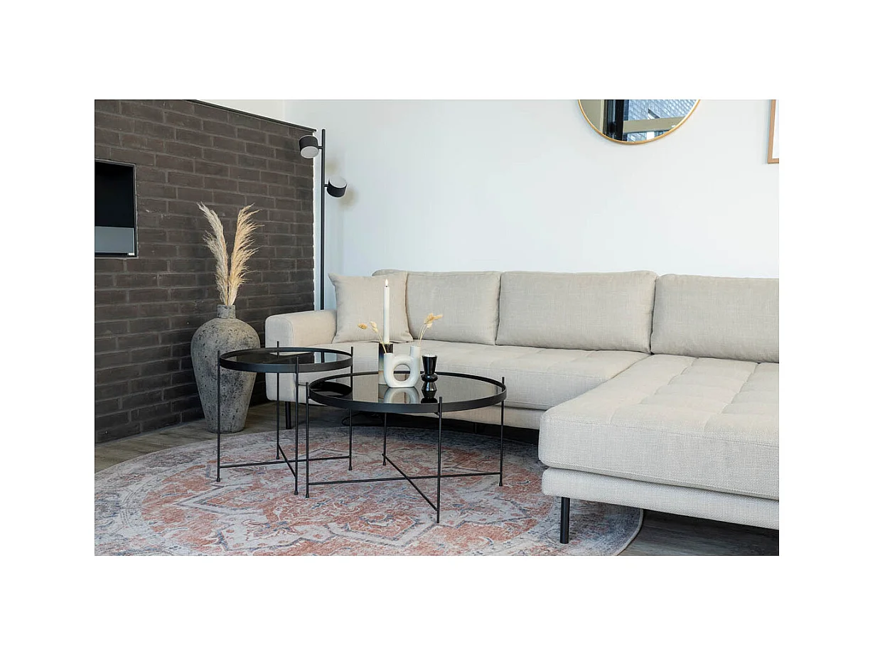 Lido - Canapé d'angle droit en tissu pieds métal L290cm - Couleur - Beige