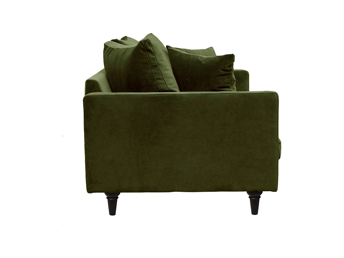 Villabon - Canapé 3 places en velours pieds tournés - Vert olive