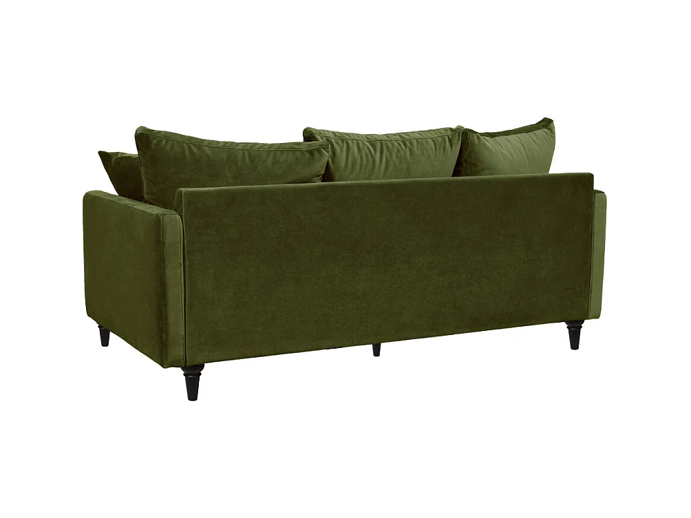 Villabon - Canapé 3 places en velours pieds tournés - Vert olive