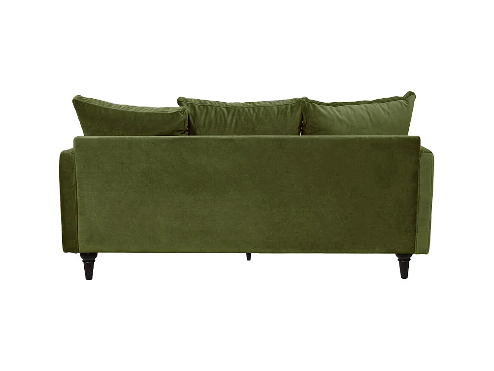 Villabon - Canapé 3 places en velours pieds tournés - Vert olive