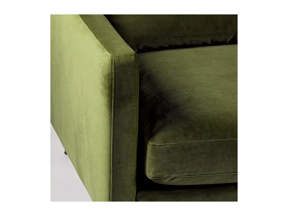 Villabon - Canapé 3 places en velours pieds tournés - Vert olive