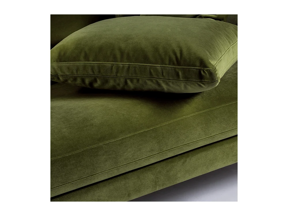 Villabon - Canapé 3 places en velours pieds tournés - Vert olive
