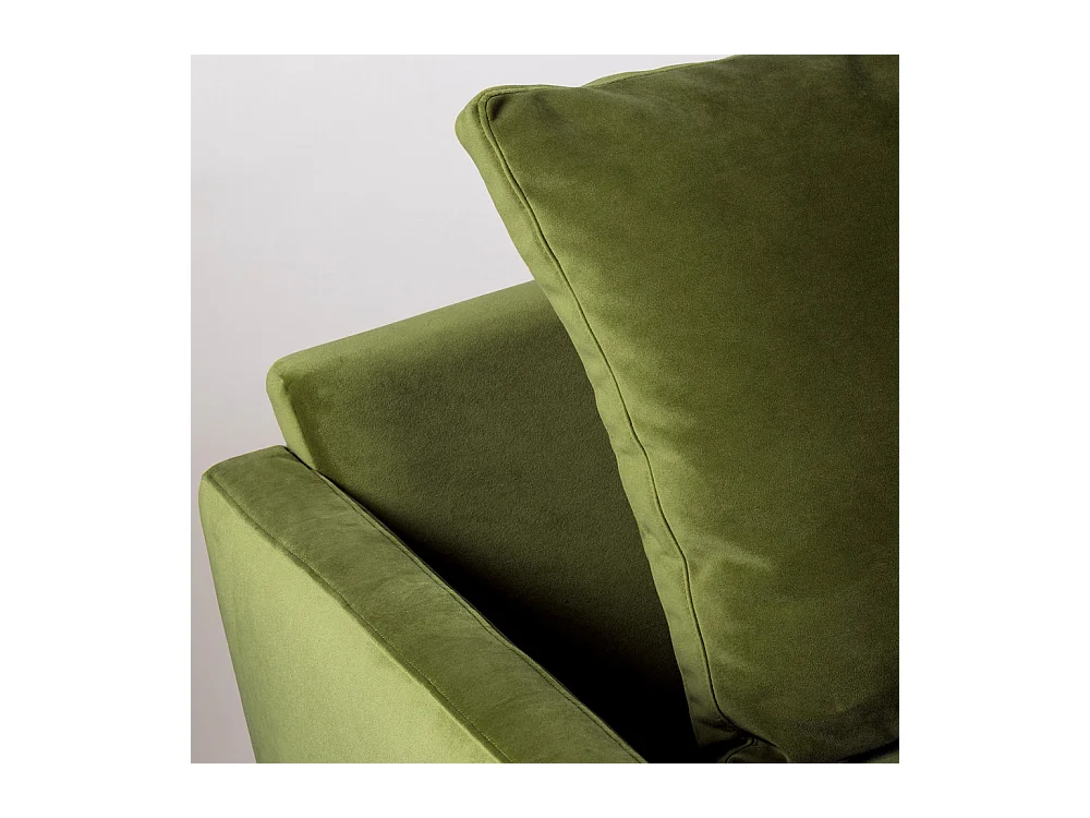 Villabon - Canapé 3 places en velours pieds tournés - Vert olive