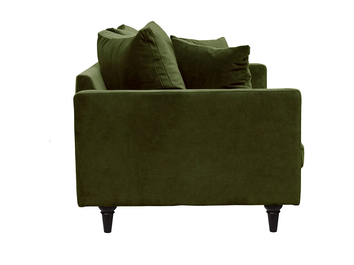 Villabon - Canapé 3 places en velours pieds tournés - Vert olive