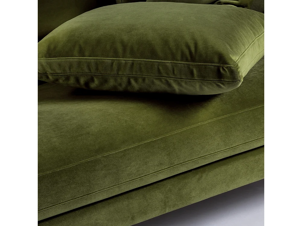 Villabon - Canapé 3 places en velours pieds tournés - Vert olive