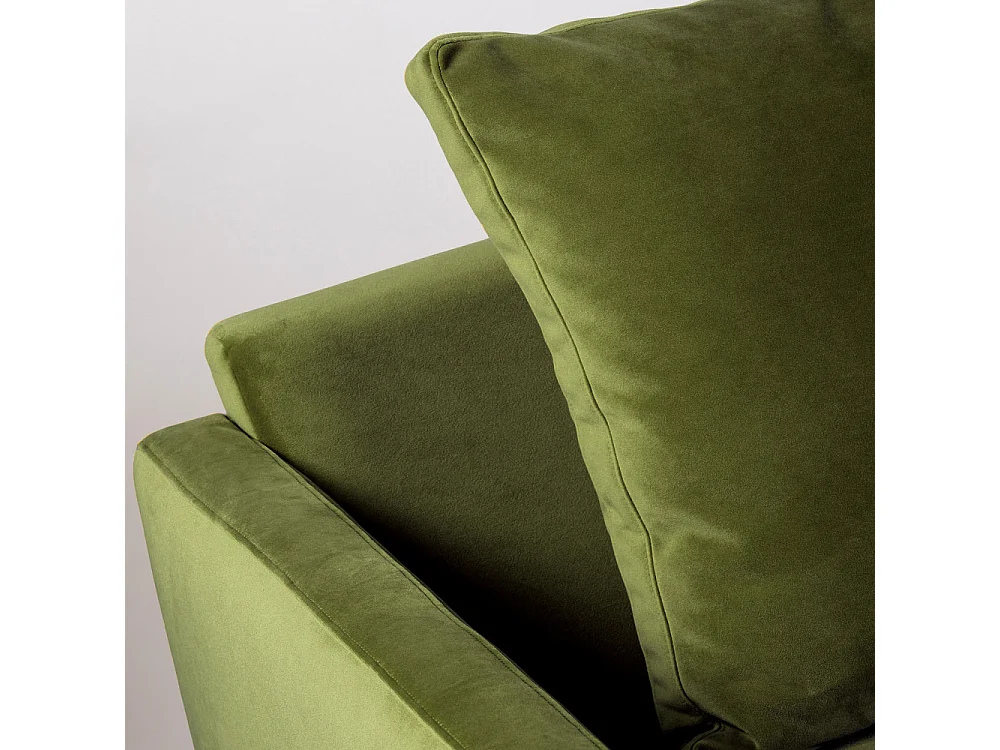 Villabon - Canapé 3 places en velours pieds tournés - Vert olive