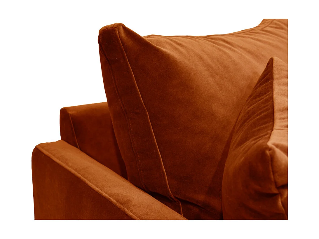 Villabon - Canapé 3 places en velours pieds épingles noirs - Rouille