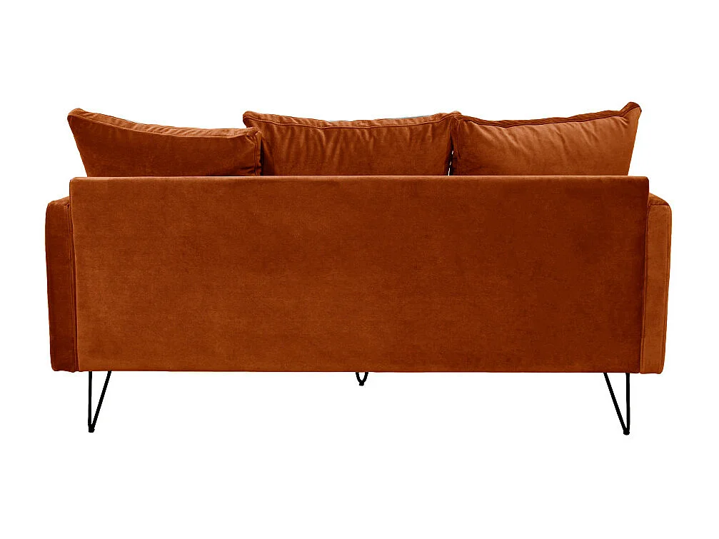 Villabon - Canapé 3 places en velours pieds épingles noirs - Rouille