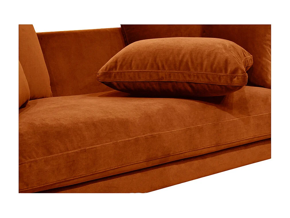 Villabon - Canapé 3 places en velours pieds épingles noirs - Rouille