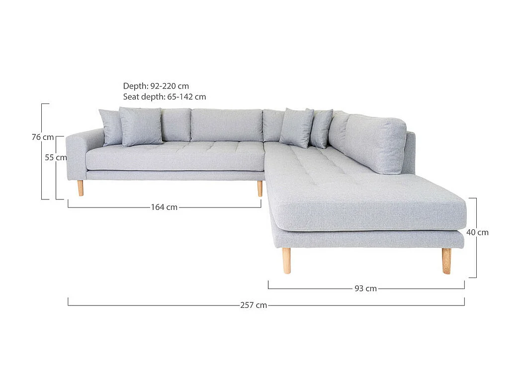 Lido hoekbank rechtsgedraaid  lichtgrijs .