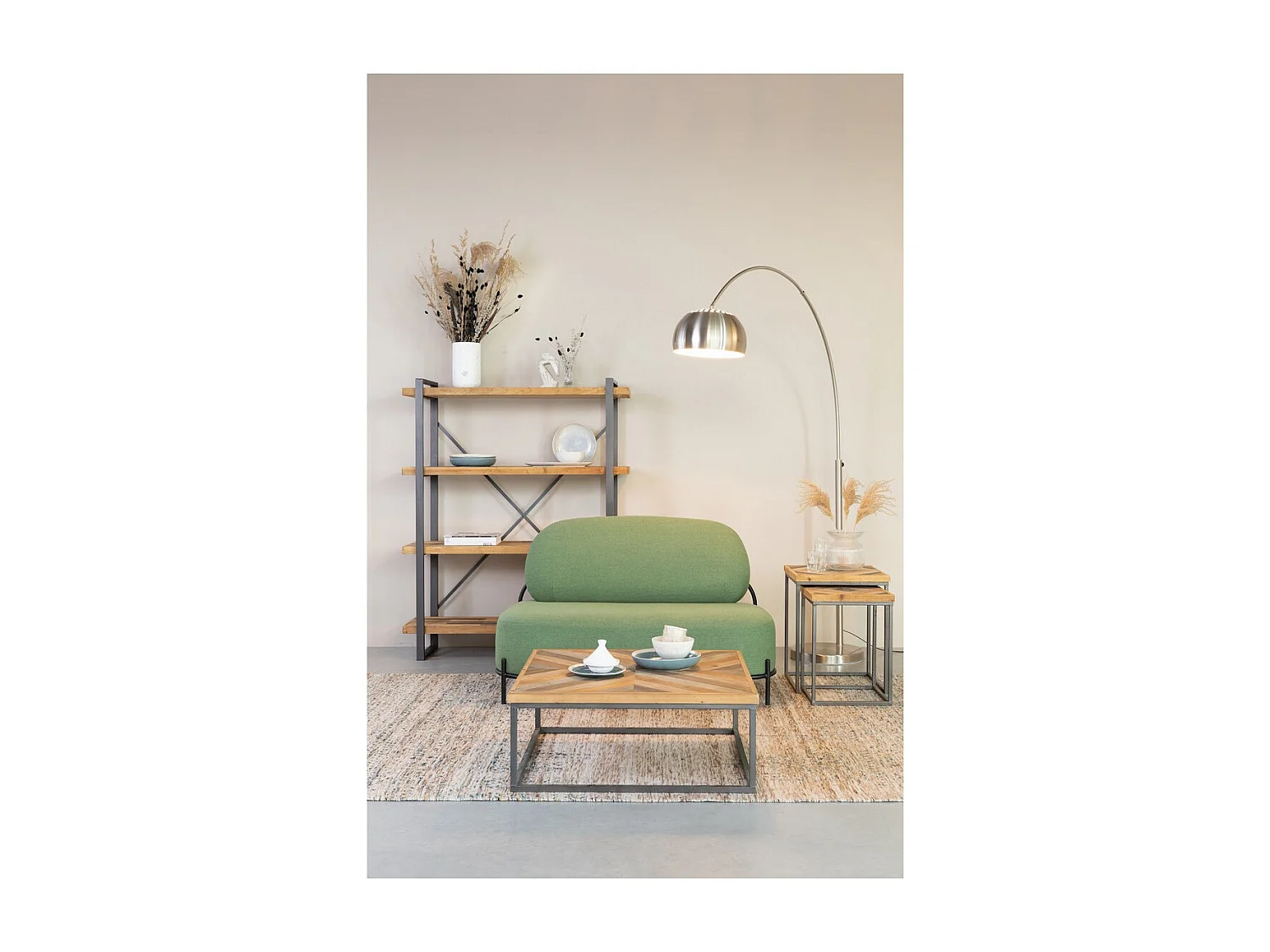 POLLY - Petit canapé en tissu polyester vert