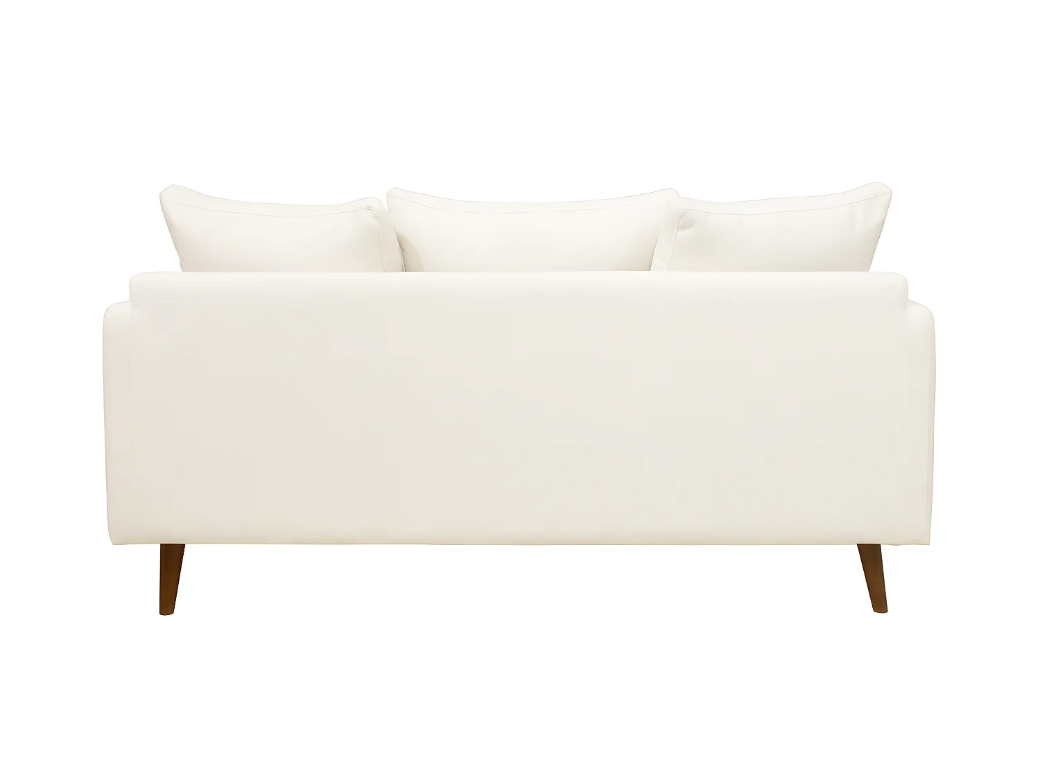 Villabon - Canapé 3 places en tissu bouclette pieds bois - Blanc ivoire