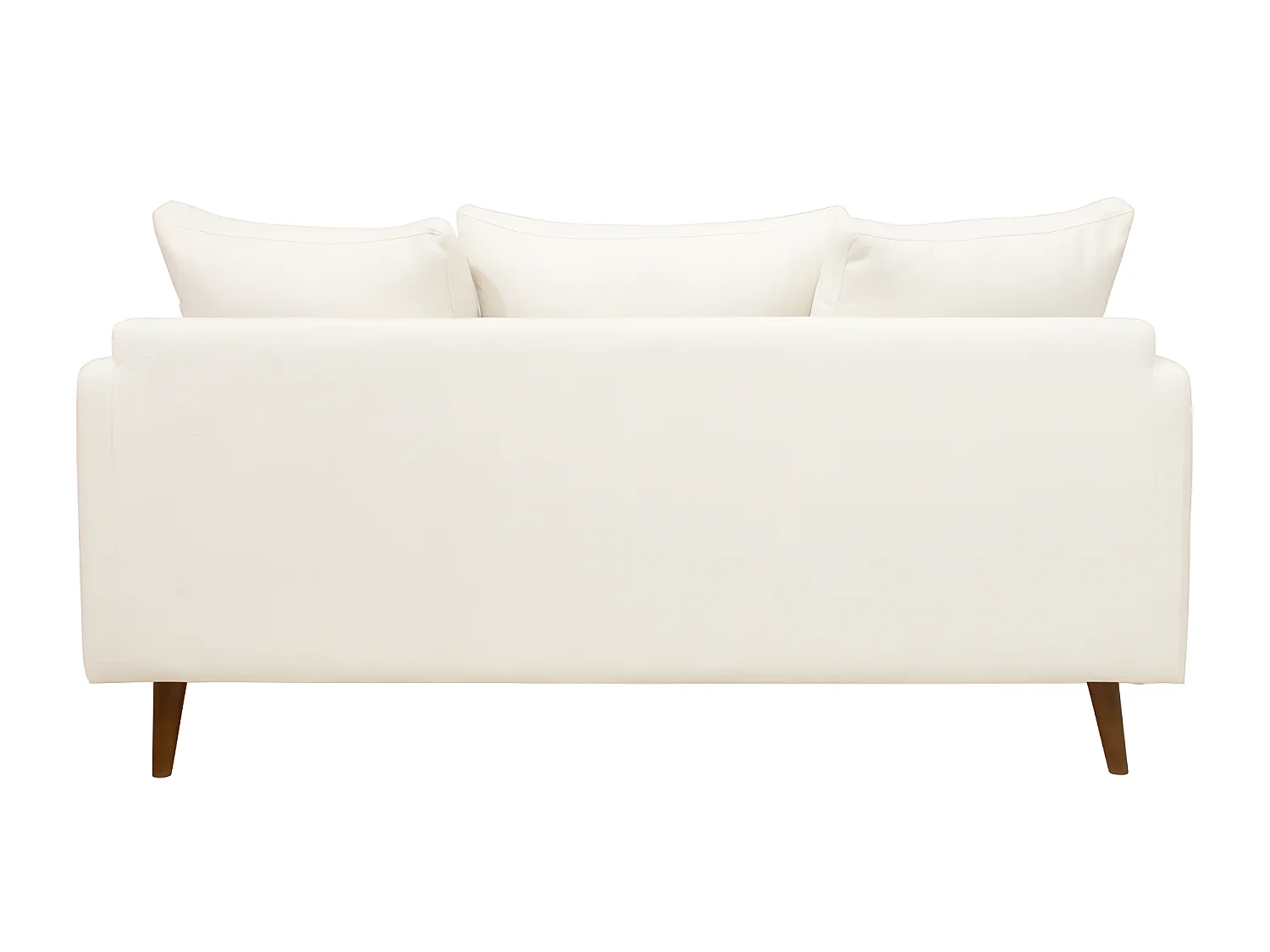 Villabon - Canapé 3 places en tissu bouclette pieds bois - Blanc ivoire