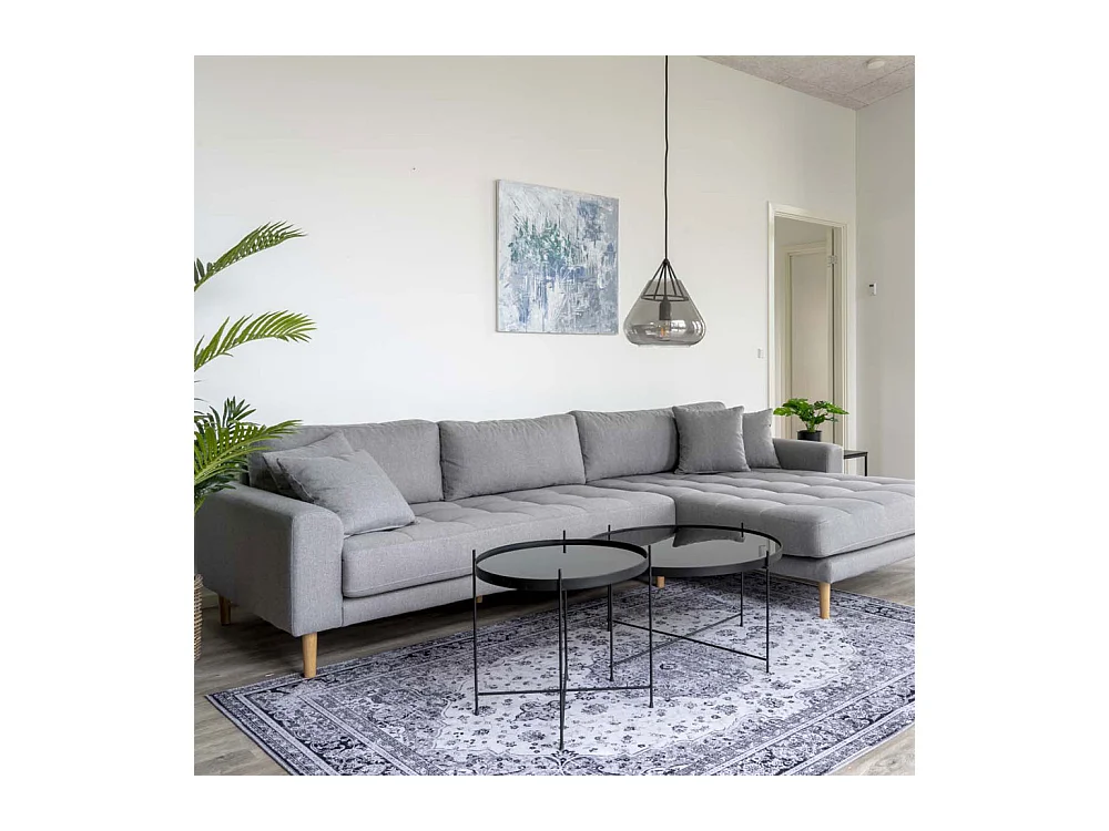 Lido bank met chaise longue rechts grijs.