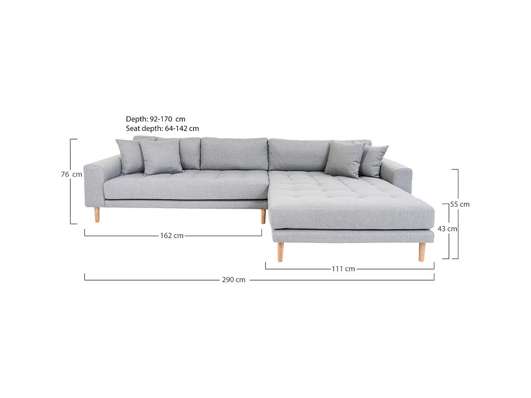 Lido bank met chaise longue rechts grijs.